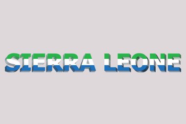 Metin arkaplanda Sierra Leone 'nin 3D Bayrağı.
