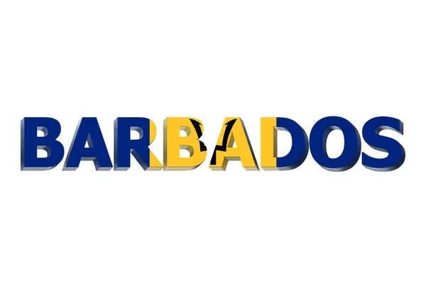 Флаг Барбадоса Текстовом Фоне — стоковое фото