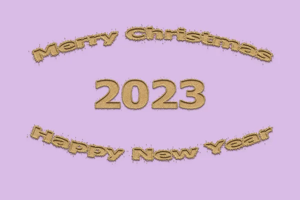 Ілюстрація Новорічна Концепція 2023 Року Дизайном Текстового Піску Фіолетовому Кольоровому — стокове фото