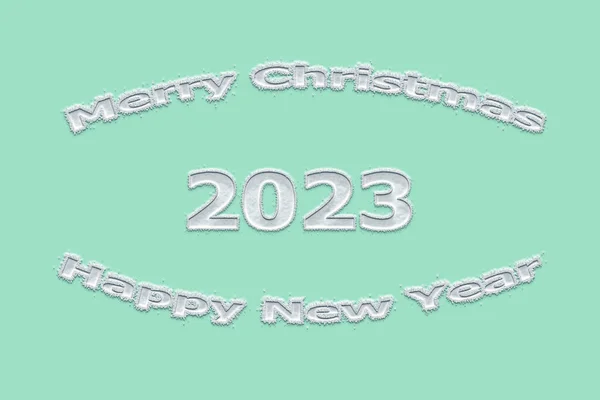 Ілюстрація Новорічна Концепція 2023 Року Текстовим Дизайном Снігу Фоні Пляжного — стокове фото