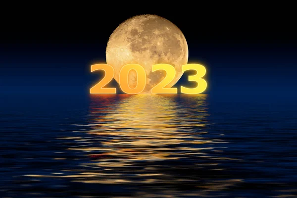 Εικονογράφηση Έννοια Νέο Έτος 2023 Σχεδιασμό 2023 Στο Φόντο Φεγγάρι — Φωτογραφία Αρχείου
