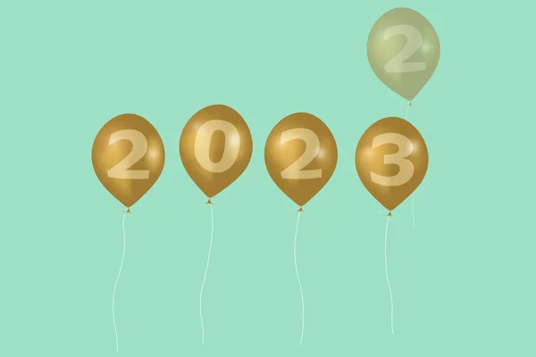 Illustration Konzept Neujahr 2023 Design Mit Nummer Auf Den Ballons — Stockfoto