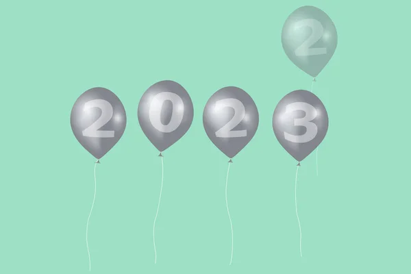 Illustratie Concept Nieuwjaar 2023 Ontwerp Met Nummer Ballonnen Het Oude — Stockfoto