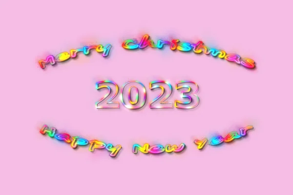 Ілюстрація Новорічна Концепція 2023 Року Дизайном Веселки Тексту Фоні Кольору — стокове фото