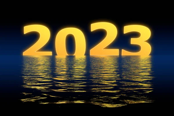 Koncepcja Ilustracji Nowy Rok 2023 Projekt 2023 Cienie Wodzie — Zdjęcie stockowe