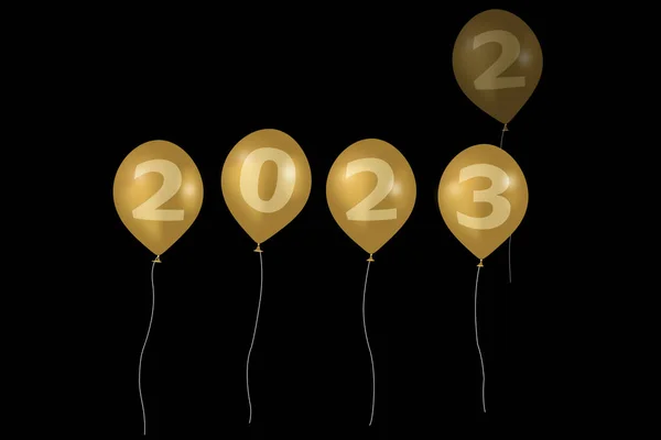 Illustration Konzept Neujahr 2023 Design Mit Nummer Auf Den Ballons — Stockfoto