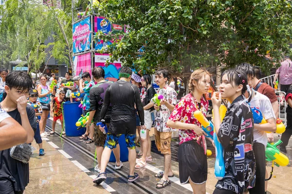Siam Square Bangkok Tailândia Apr 2023 Songkran Festival Curta Ação — Fotografia de Stock