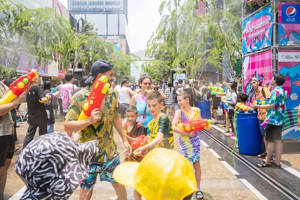 Siam Square Bangkok Thailandia Aprile 2023 Songkran Festival Breve Azione — Foto Stock