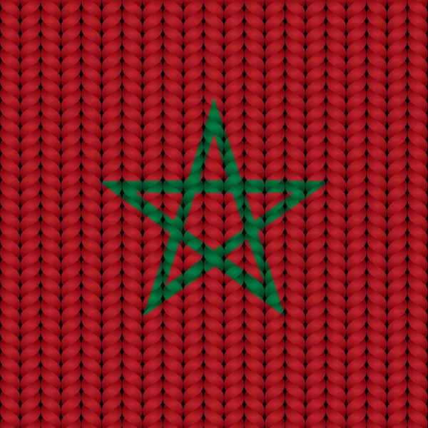 Bandera Marruecos Una Cuerda Trenzada — Vector de stock