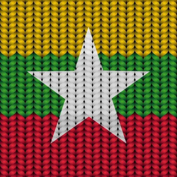 挂在辫子上的缅甸国旗 — 图库矢量图片