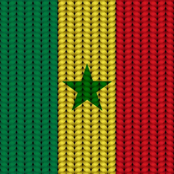 Bandeira Senegal Numa Rop Trançada — Vetor de Stock