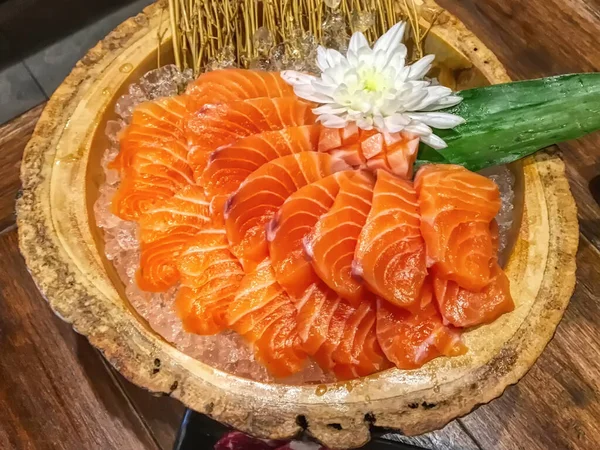 Sashimi Prato Nacional Japonês Contém Muitos Tipos Carne Peixe Como — Fotografia de Stock