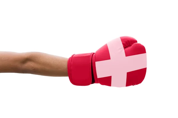 Флаг Дании Боксёрских Перчатках — стоковое фото