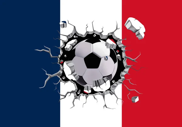 Fotbal Přes Zeď Vlajkou Francie Vzor Připojený — Stock fotografie