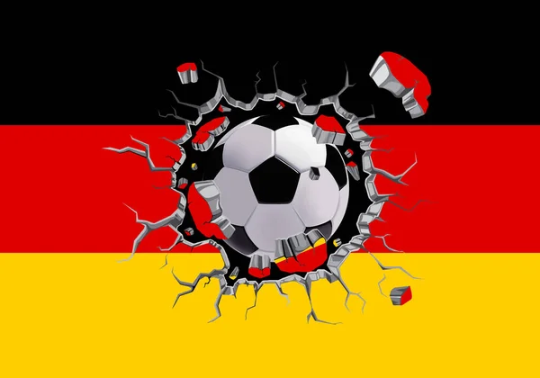 Calcio Attraverso Muro Con Germania Bandiera Modello Allegato — Foto Stock