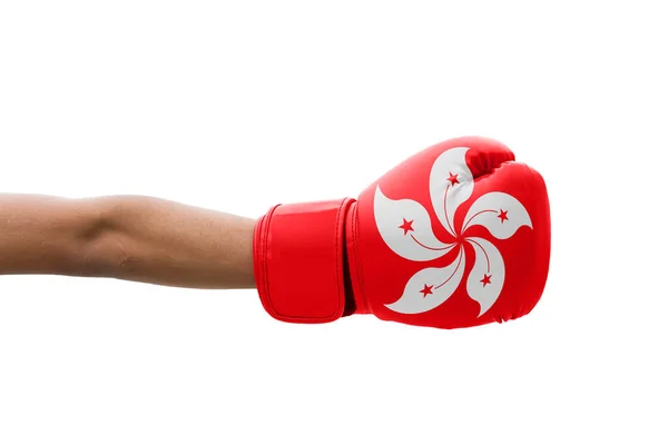 Флаг Гонконга Боксёрских Перчатках — стоковое фото