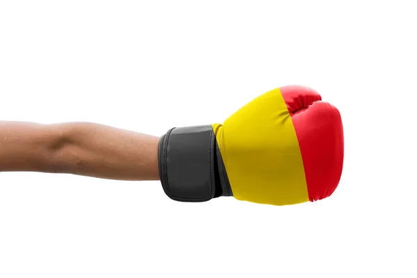 Flaga Belgii Rękawiczkach Bokserskich — Zdjęcie stockowe