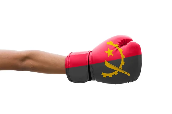 Σημαία Της Αγκόλα Ένα Γάντια Πυγμαχίας — Φωτογραφία Αρχείου