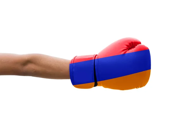 Vlajka Arménie Boxerských Rukavicích — Stock fotografie