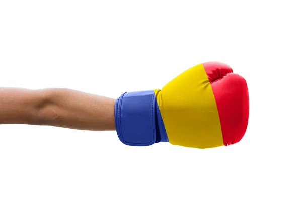 Vlag Van Roemenië Een Bokshandschoen — Stockfoto