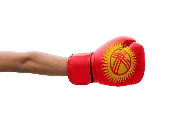 Drapeau Kirghizistan Sur Gants Boxe — Photo