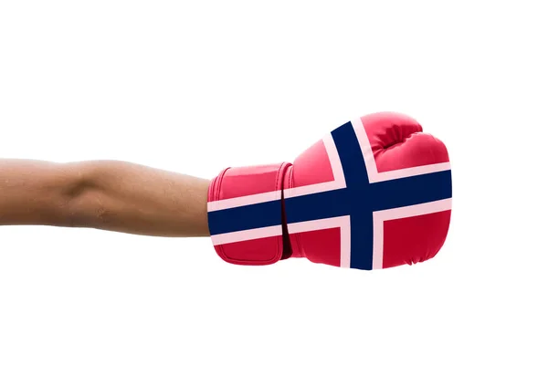 Прапор Норвегії Боксерських Рукавичках — стокове фото