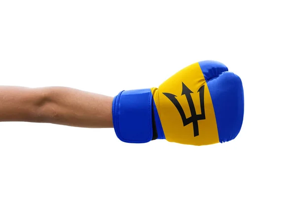 Vlajka Barbadosu Boxerských Rukavicích — Stock fotografie