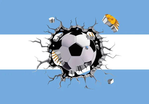 Fotbal Přes Zeď Argentinským Vlajkovým Vzorem — Stock fotografie