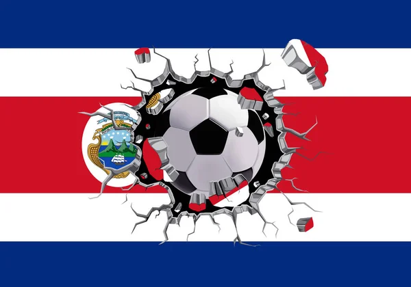 Fotbal Přes Zeď Kostarickým Vlajkovým Vzorem — Stock fotografie