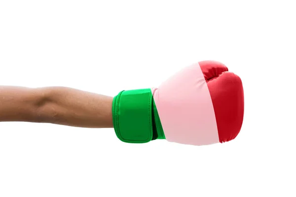 ボクシンググローブにイタリアの3Dフラグ — ストック写真