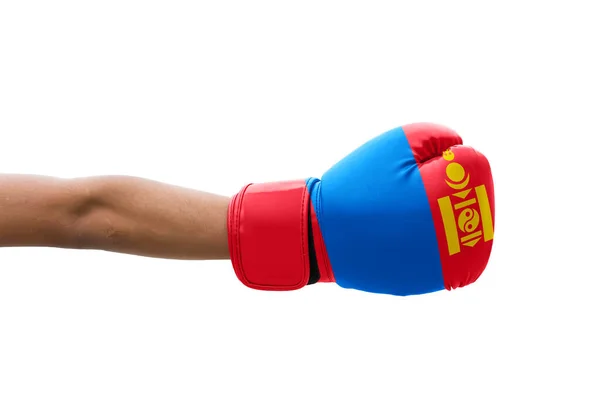 Vlajka Mongolska Boxerských Rukavicích — Stock fotografie