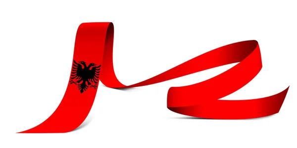 Ilustracja Flaga Albanii Tle Tasiemki Tkaninowej — Zdjęcie stockowe