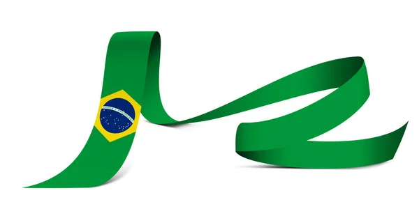 3Dイラスト 生地のリボンの背景にブラジルの国旗 — ストック写真