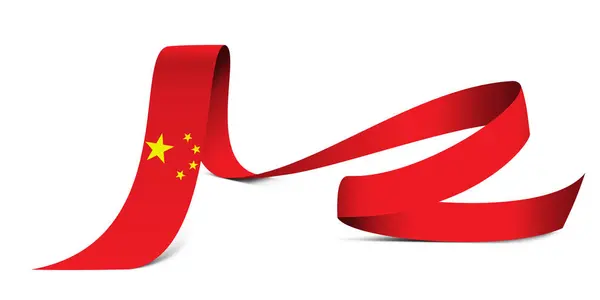 3D插图 织物丝带背景上的中国国旗 — 图库照片