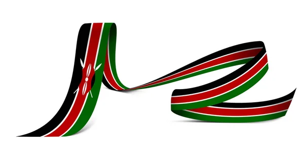 3D插图 织物丝带底座上的肯尼亚国旗 — 图库照片