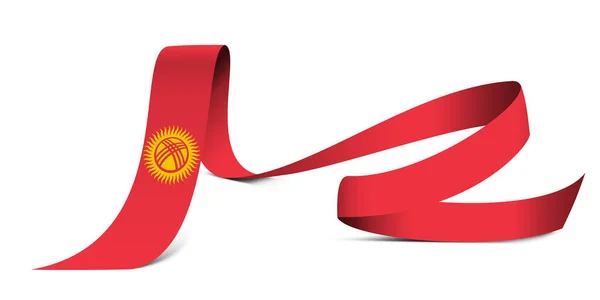 Illusztráció Zászló Kirgizisztán Egy Szövet Szalag Háttér — Stock Fotó
