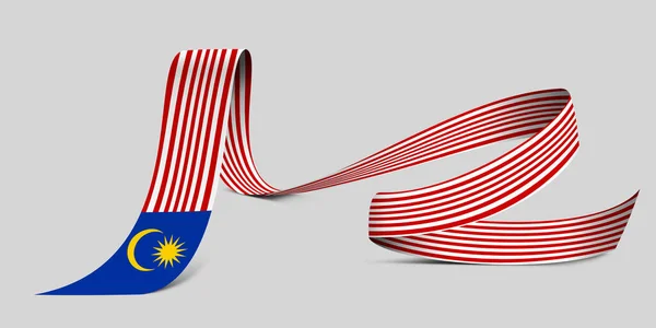 Ilustrasi Bendera Malaysia Pada Latar Belakang Pita Kain — Stok Foto