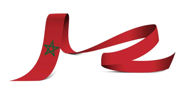 3Dイラスト 生地のリボンの背景にモロッコの旗 — ストック写真
