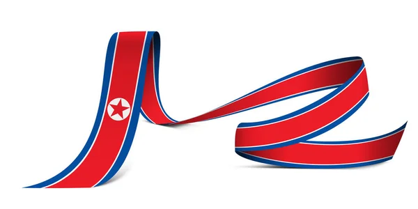 Ilustrace Vlajka Severní Koreje Tkanině Stuha Pozadí — Stock fotografie
