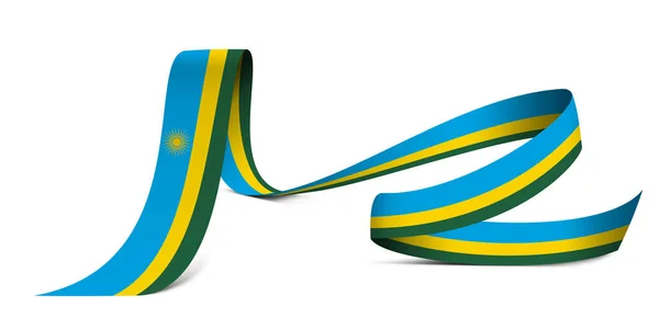 stock image 3D illustration. Flag of Rwanda on a fabric ribbon background.