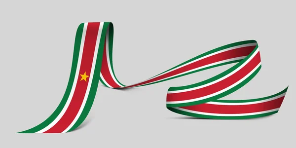Illusztráció Zászló Suriname Egy Szövet Szalag Háttér — Stock Fotó