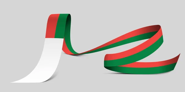 Illusztráció Zászló Madagaszkár Egy Szövet Szalag Háttér — Stock Fotó