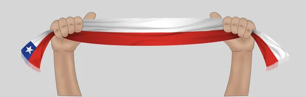 Illustration Hand Holding Flag Chile Fabric Ribbon Background — Stock Photo, Image