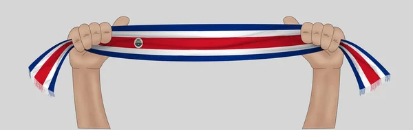 Illustration Hand Innehav Flagga Costa Rica Tyg Band Bakgrund — Stockfoto
