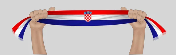 Illustration Hand Innehav Flagga Kroatien Tyg Band Bakgrund — Stockfoto