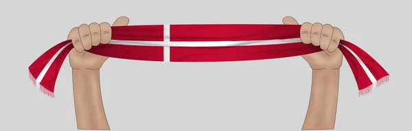 Ilustración Bandera Mano Dinamarca Sobre Fondo Cinta Tela —  Fotos de Stock