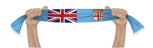 Ilustración Bandera Mano Fiji Sobre Fondo Cinta Tela —  Fotos de Stock