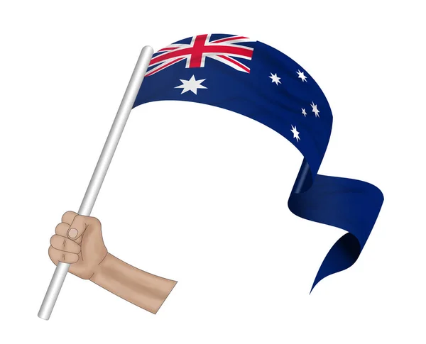 Ilustración Bandera Mano Australia Sobre Fondo Cinta Tela —  Fotos de Stock