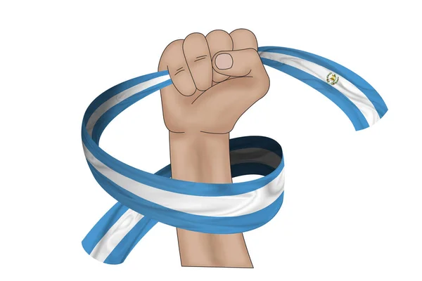 Ilustração Bandeira Mão Guatemala Fundo Fita Tecido — Fotografia de Stock