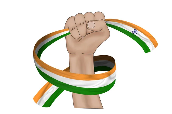 Ilustración Bandera Mano India Sobre Fondo Cinta Tela —  Fotos de Stock